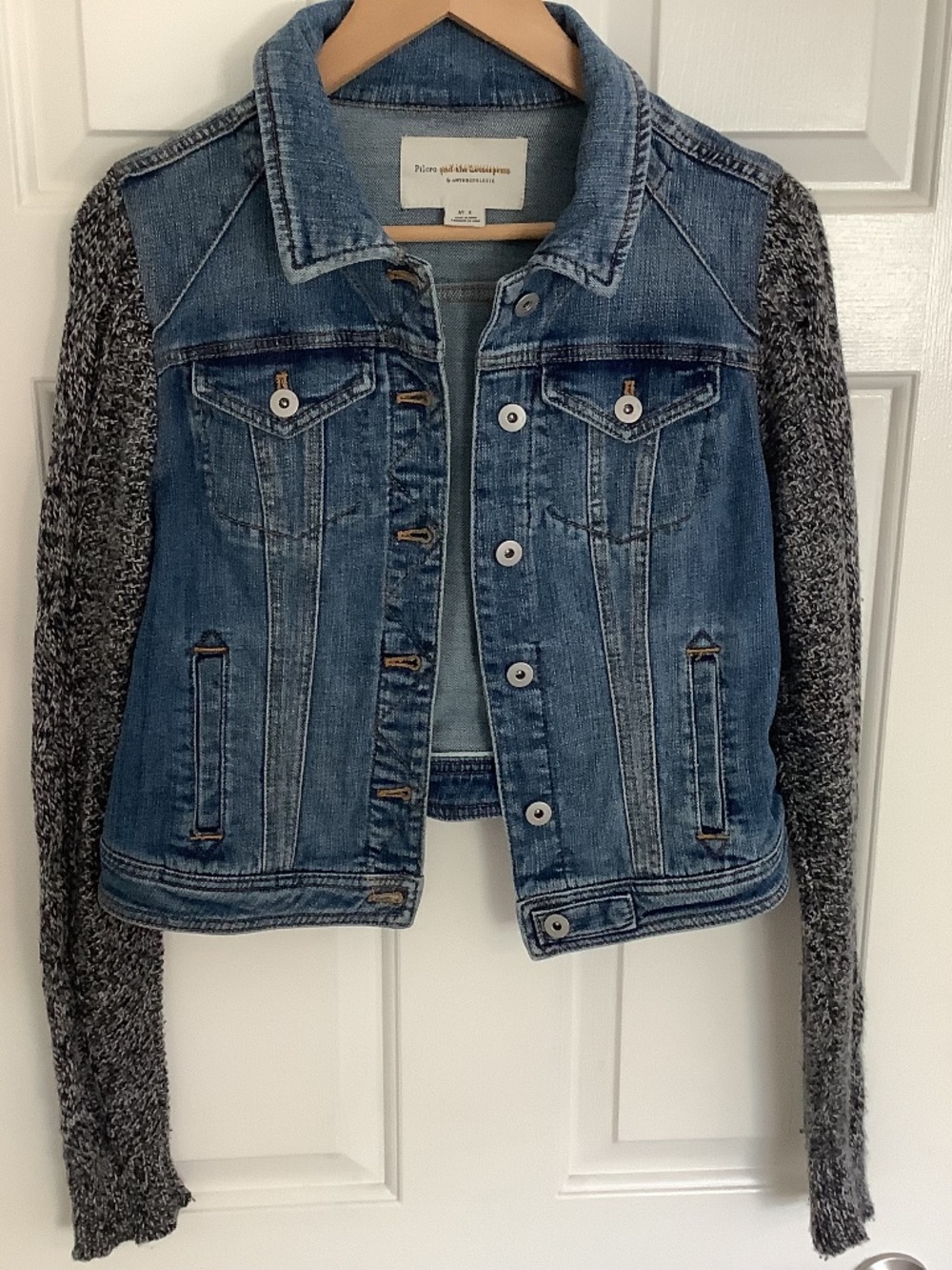 Pilcro and the Letterpress Sweater Sleeve Jean Jacket